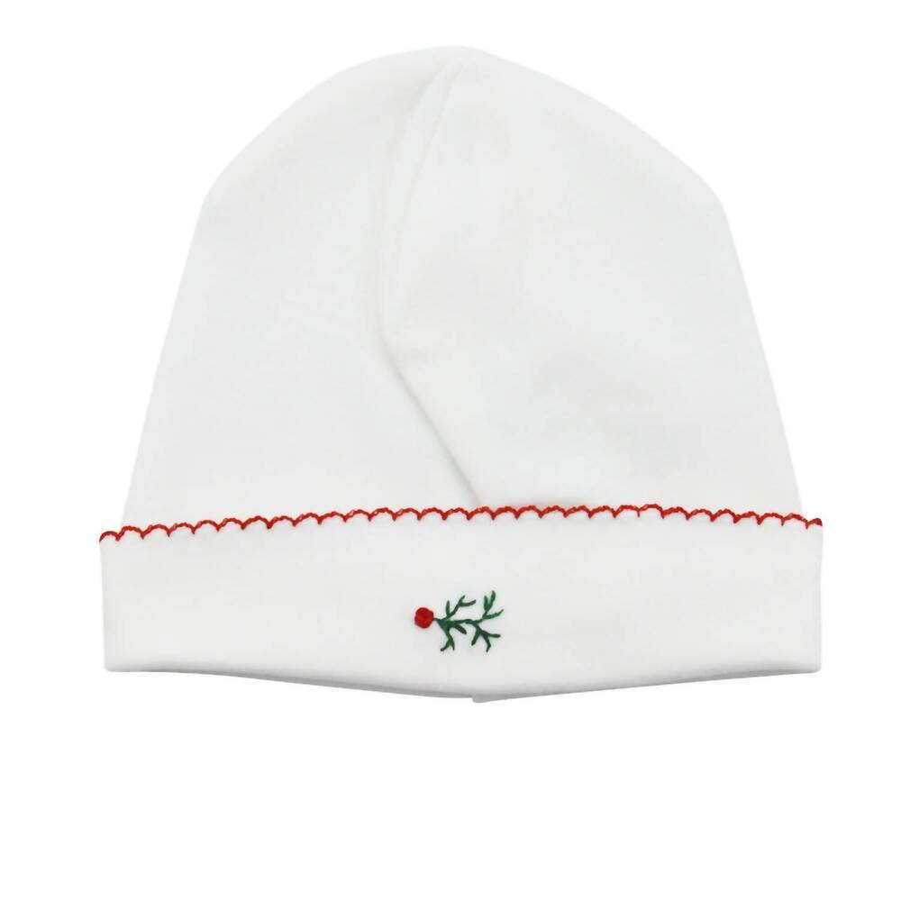 NEW BABY THREADS holiday holly cap in white